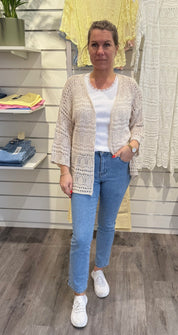 Hailey - Kort virkad Kofta - Beige