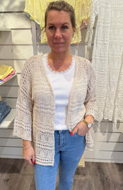 Hailey - Kort virkad Kofta - Beige