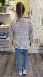 Hailey - Kort virkad Kofta - Beige