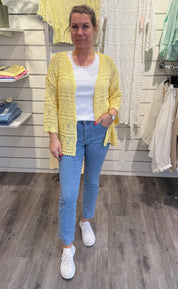 Hailey - Kort virkad Kofta - Gul