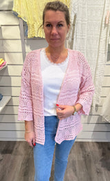 Hailey - Kort virkad Kofta - Rosa