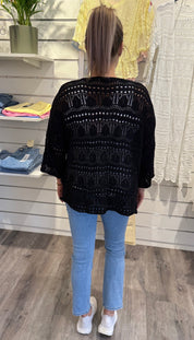 Hailey - Kort virkad Kofta - Svart