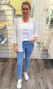 Hailey - Kort virkad Kofta - Vit