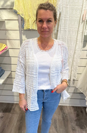 Hailey - Kort virkad Kofta - Vit