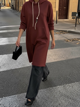 Stella - Längre tröja med luva Bordo