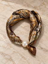 Kalya Scarf med pärla Paisley Coffee