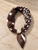 Kalya Scarf med pärla Prickar Coffee