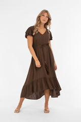 Jane Dress-  Coffee Brown