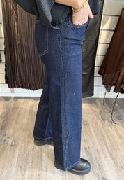 Foly Jeans Glitter wideleg Y6800ZT Mörk denim