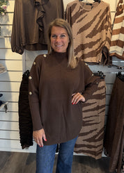 Julia Längre tröja med knappar Choco