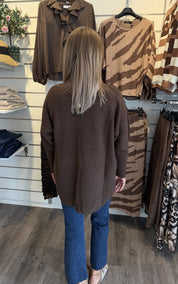 Julia Längre tröja med knappar Choco