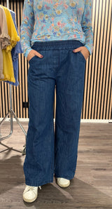 Kaisa - Jeans med resår - Mörk demin