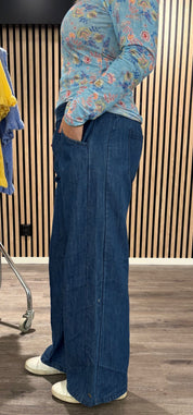 Kaisa - Jeans med resår - Mörk demin