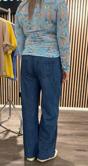 Kaisa - Jeans med resår - Mörk demin