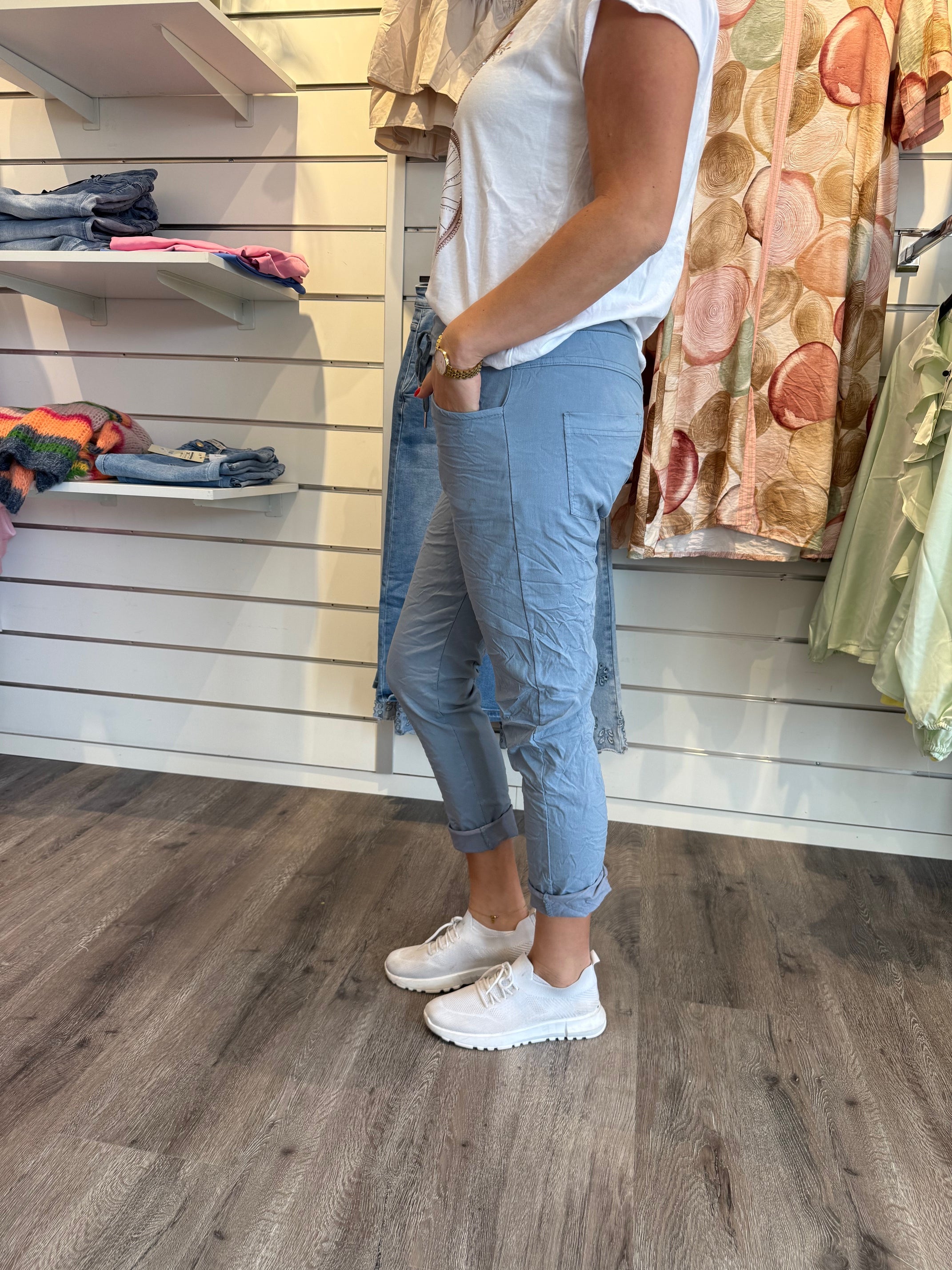 Kalie Byxor med Knyt  Denimblå
