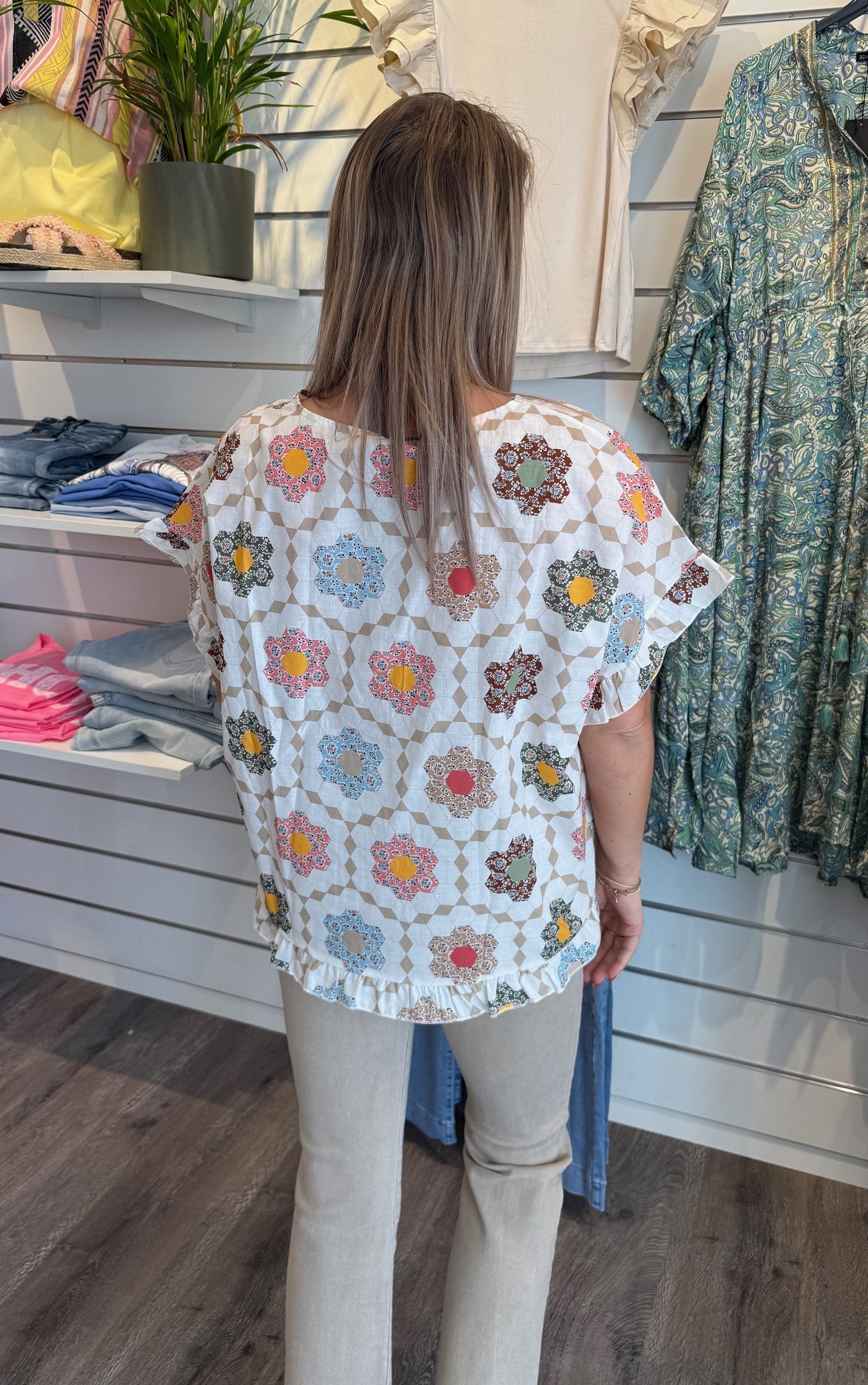 Kasimira Topp Flower Vit