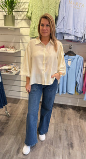 Kerstin - Blus med ballongarm - Beige