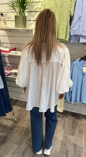 Kerstin - Blus med ballongarm - Vit