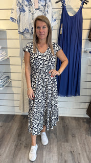 Bella Klänning Blommor Navy
