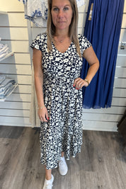 Bella Klänning Blommor Navy