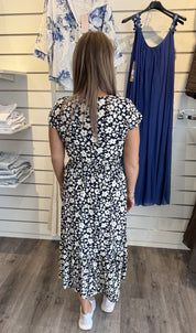 Bella Klänning Blommor Navy