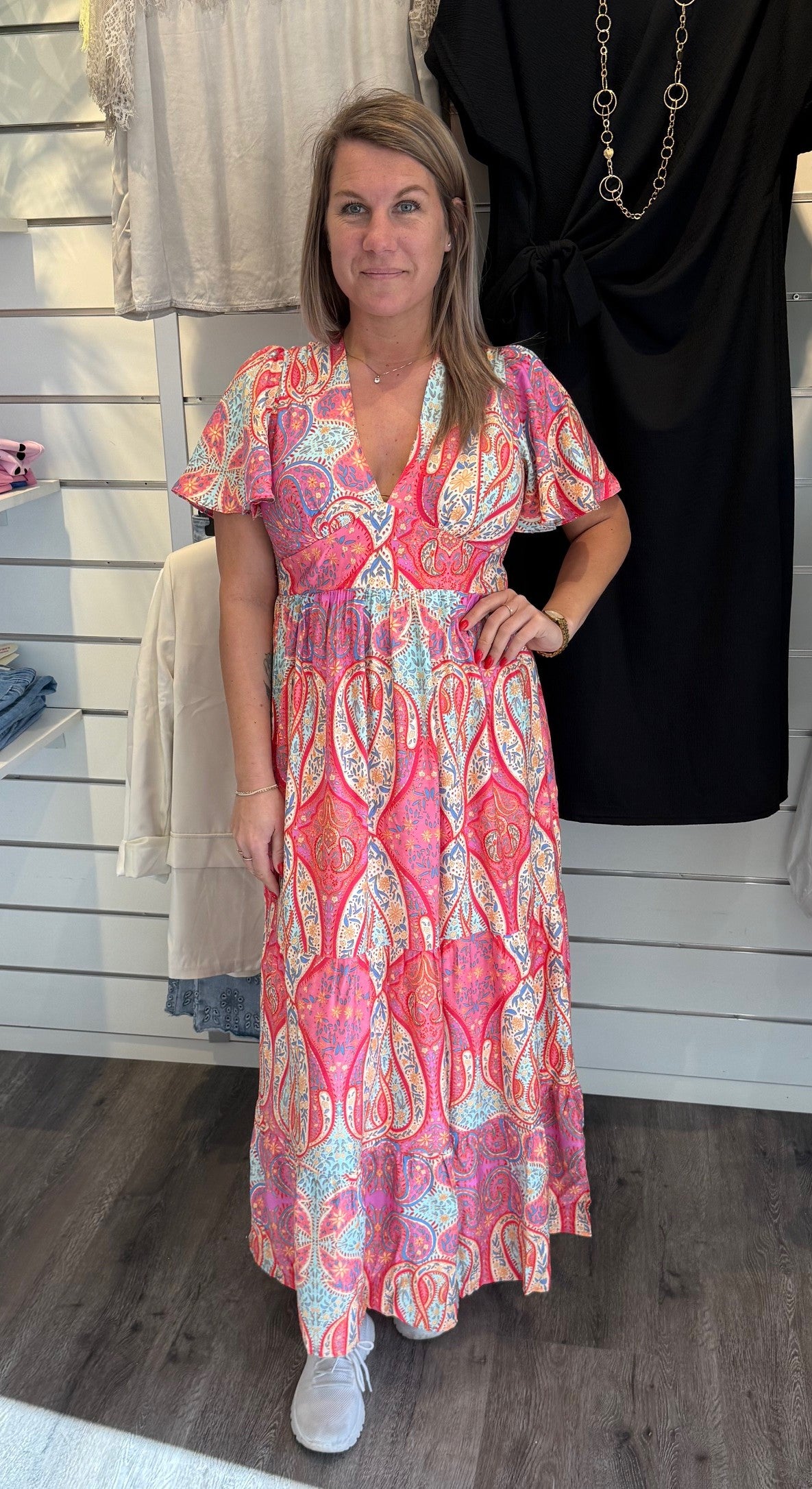 Caroline  Klänning  Paisley  Cerise
