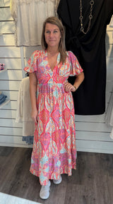 Caroline  Klänning  Paisley  Cerise
