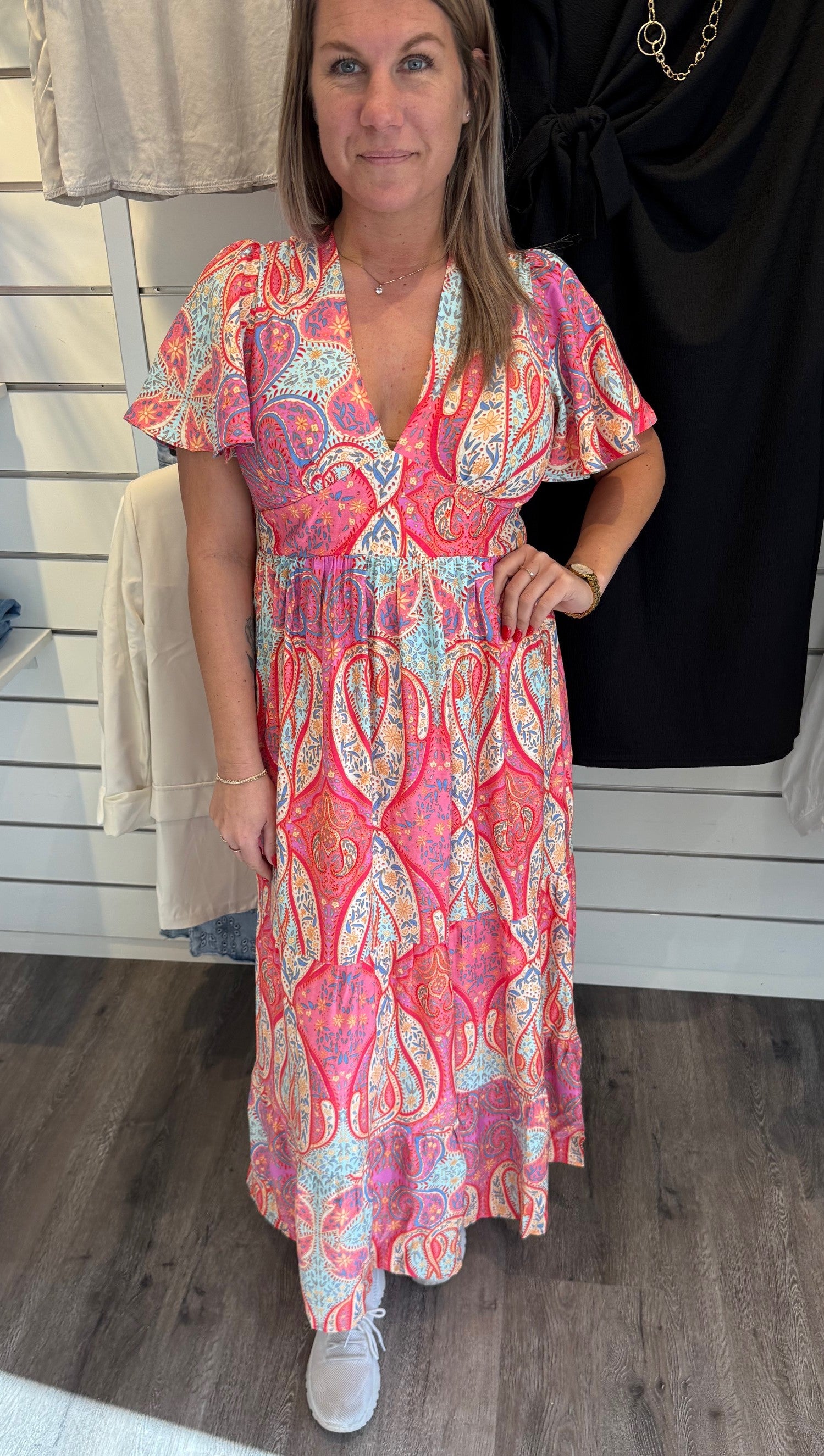 Caroline  Klänning  Paisley  Cerise