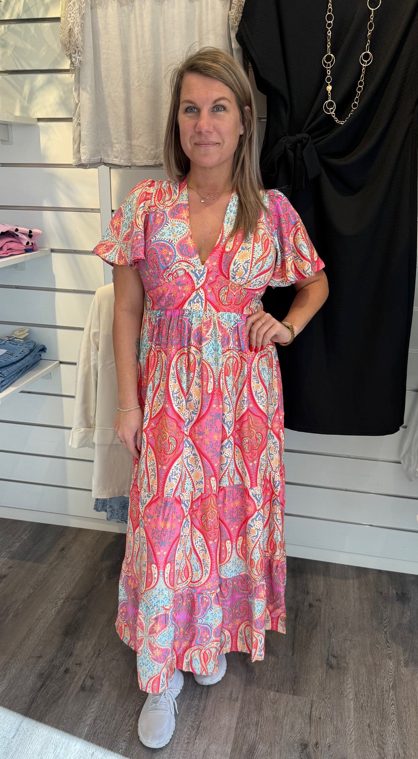 Caroline  Klänning  Paisley  Cerise