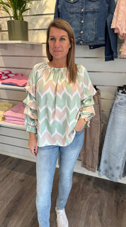 Lyanna - Blus med volang - Mint