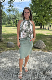 Madde - Kort kjol med knyt  Khaki