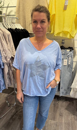 Maja- Tshirt - Stjärna - Ljusblå