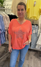 Maja- Tshirt - Stjärna - Korall