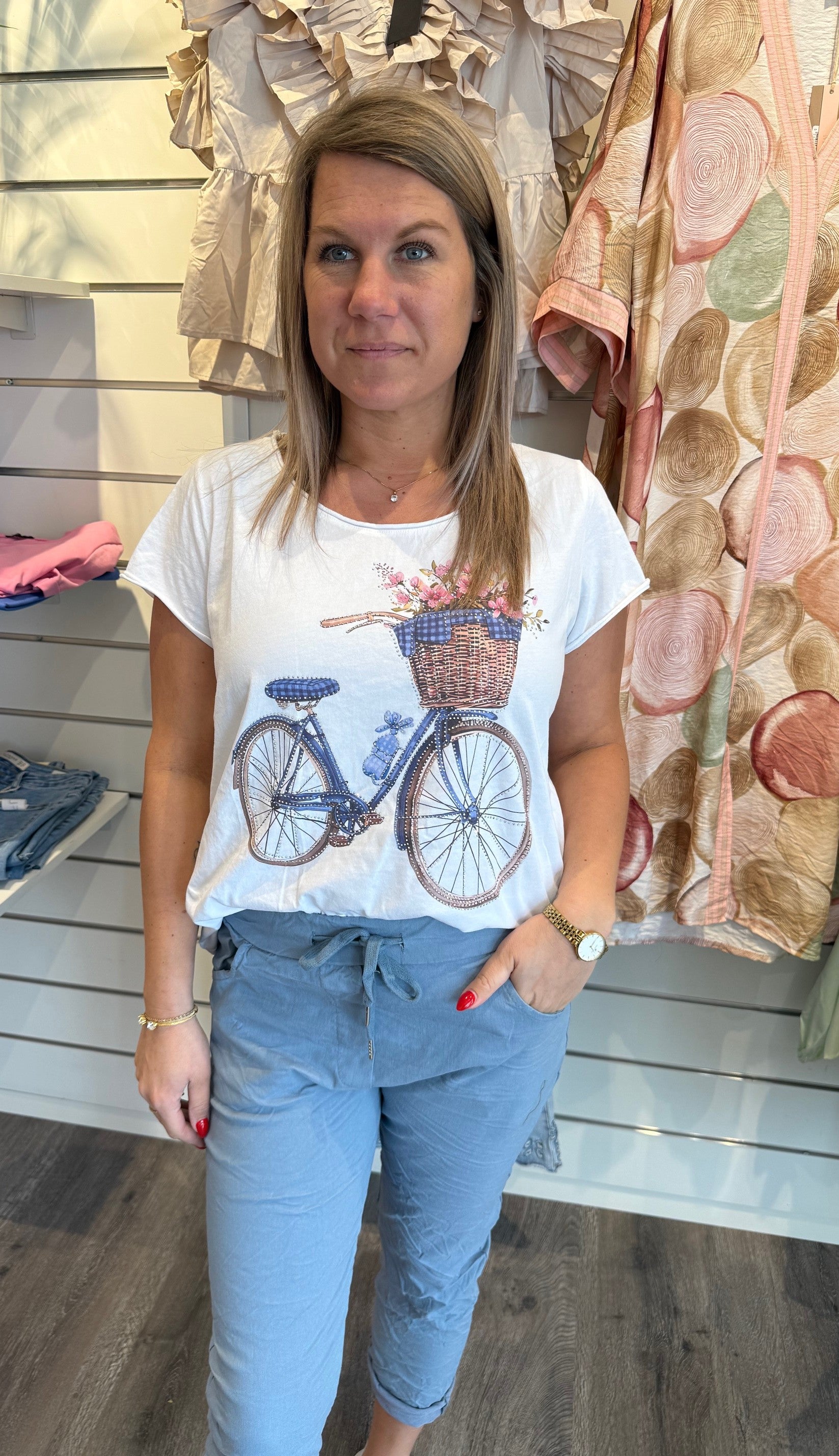 Marie  Tshirt  Cykel Blå