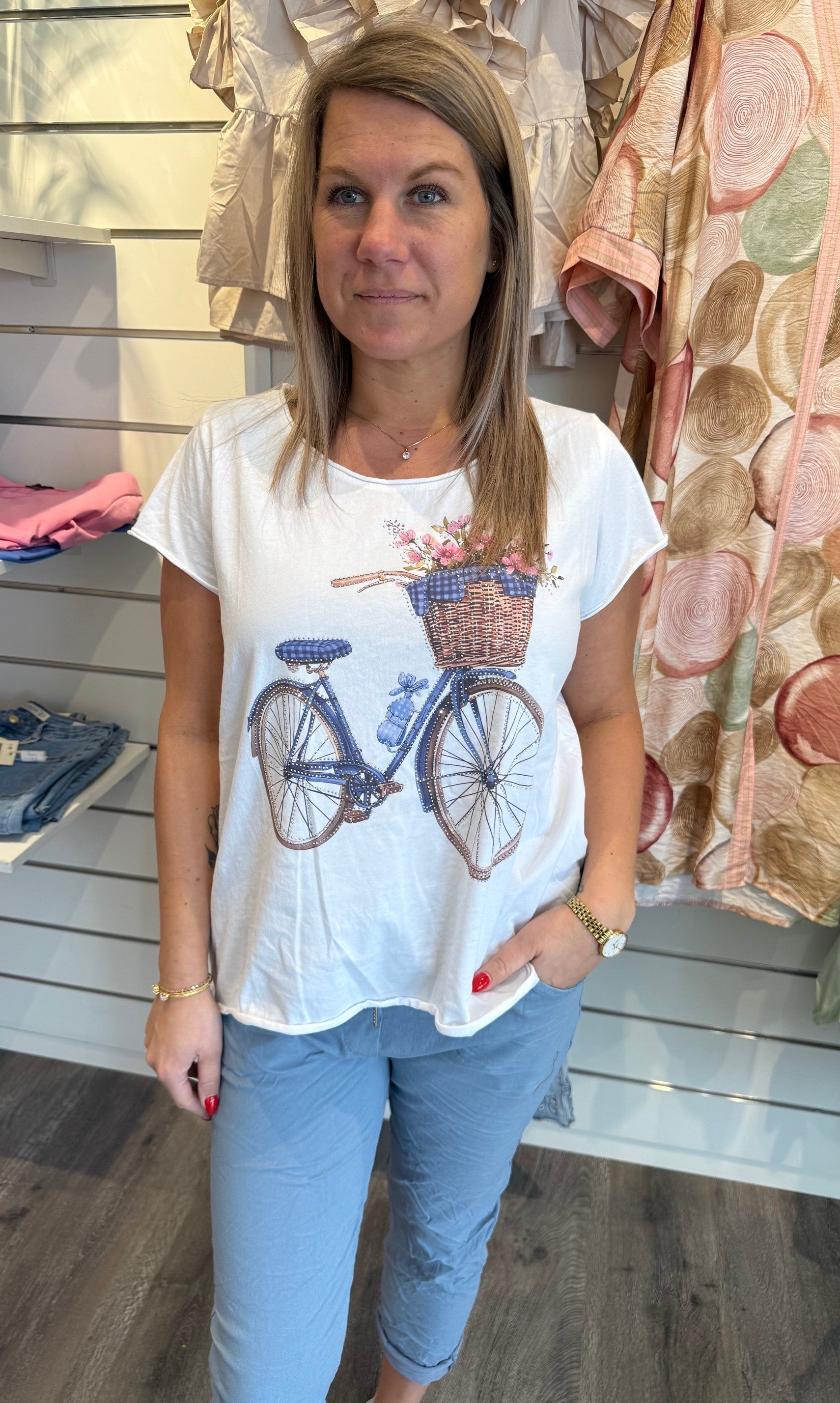 Marie  Tshirt  Cykel Blå