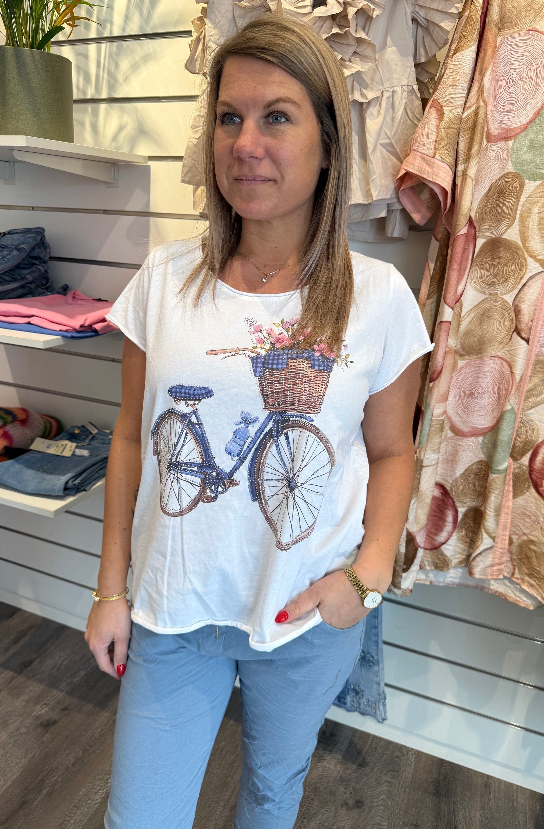Marie  Tshirt  Cykel Blå