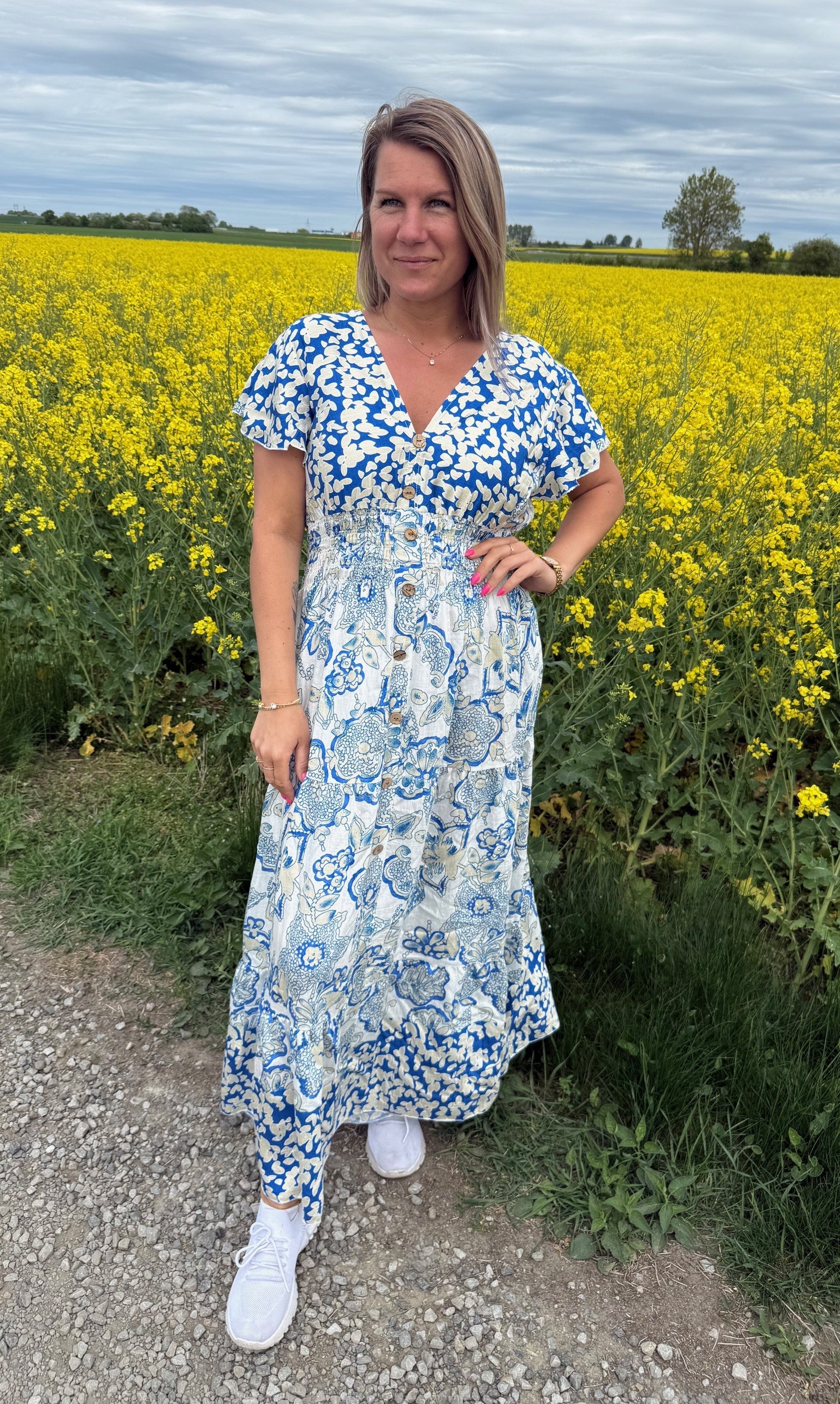 Mindy Klänning mönster Blå 402-B8