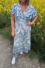 Mindy Klänning mönster Blå 402-B8