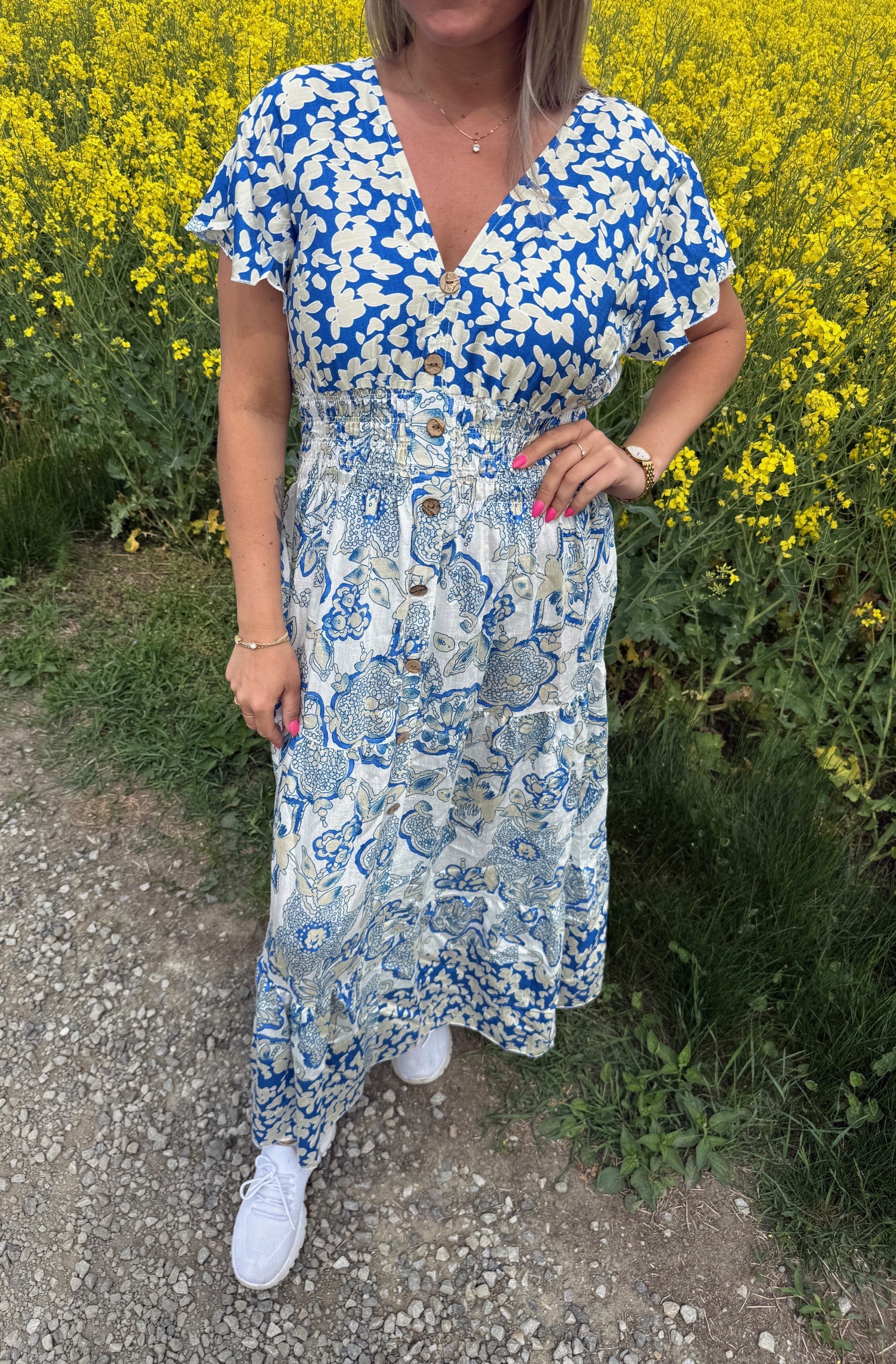 Mindy Klänning mönster Blå 402-B8