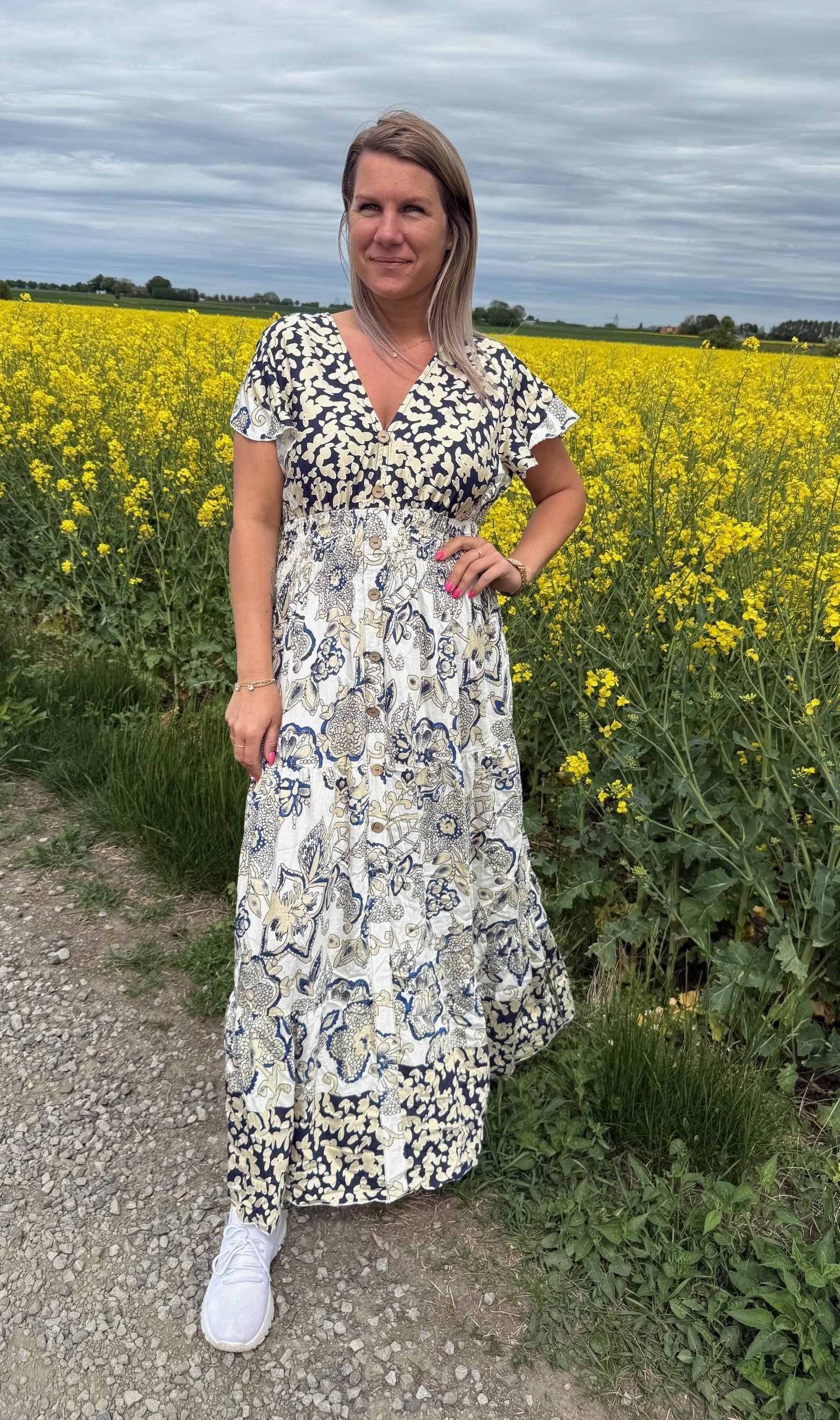 Mindy Klänning mönster Navy 402-B8