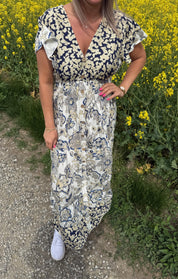 Mindy Klänning mönster Navy 402-B8