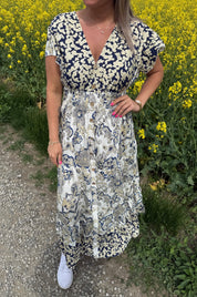Mindy Klänning mönster Navy 402-B8