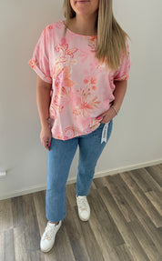 Monica Topp med blommor Rosa