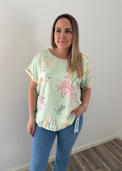 Monica Topp med blommor Lime