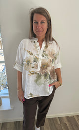 Nadira Bomullstopp Flower Vit