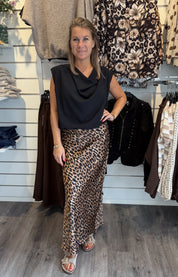 Nelly Satinkjol Leopard Svart/Brun