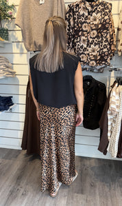 Nelly Satinkjol Leopard Svart/Brun