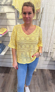 Paula - Virkad Topp - Gul