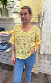 Paula - Virkad Topp - Gul