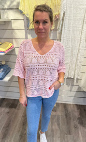 Paula - Virkad Topp - Ljusrosa